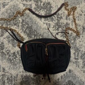 MZ Wallace Paige nylon with leather trim Crossbody Bag with Gold Accents